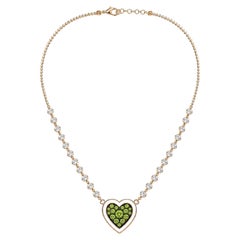 Peridot August Birthstone Diamond Heart Choker 14K Gold by Meghna Jewels