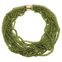 Peridot Perle Zehn Strang Halskette in 14K Gelbgold