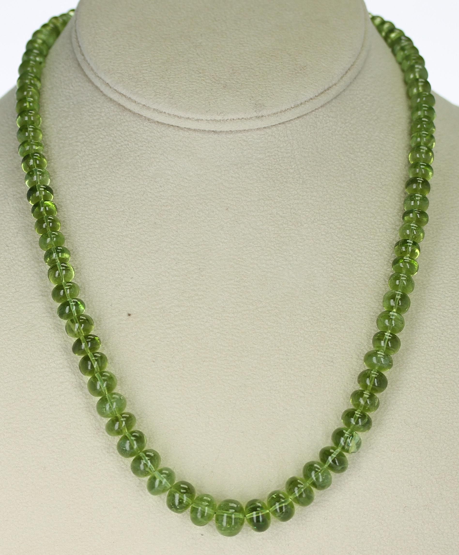 DG HAND MADE 277.50 CTS NATURAL 3 STRAND GREEN PERIDOT UNHEATED BEADS NECKLACE 