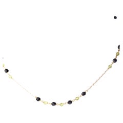 Peridot Black Agate Rondelles 18 Karat Yellow Gold Chain Colorful Necklace