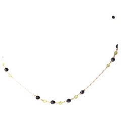 Peridot Black Agate Rondelles Golden Plate Minimalist Chain Colorful Necklace