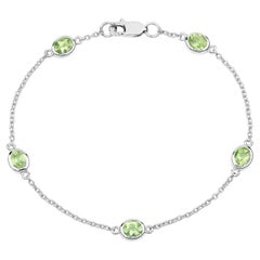 Bracelet en péridot de 1,74 carats, argent massif