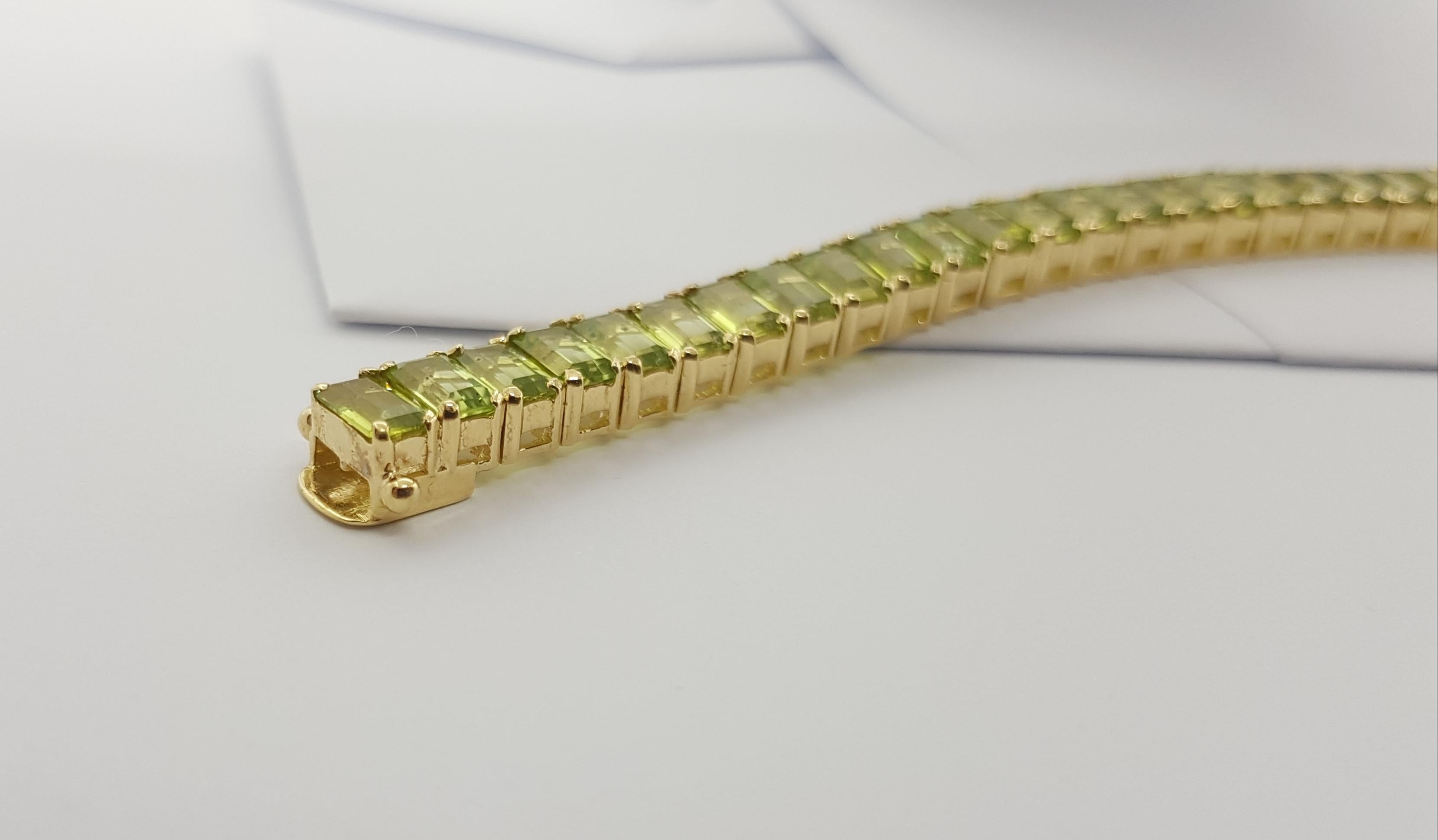 Peridot Bracelet Set in 14 Karat Gold Settings For Sale 4
