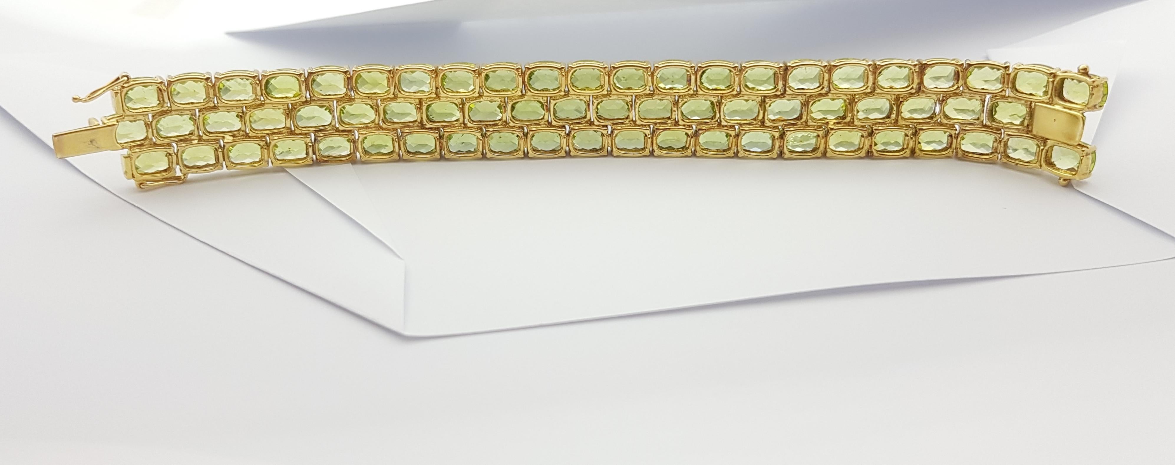 Peridot  Armband aus 14 Karat Gold in verschiedenen Fassungen 5