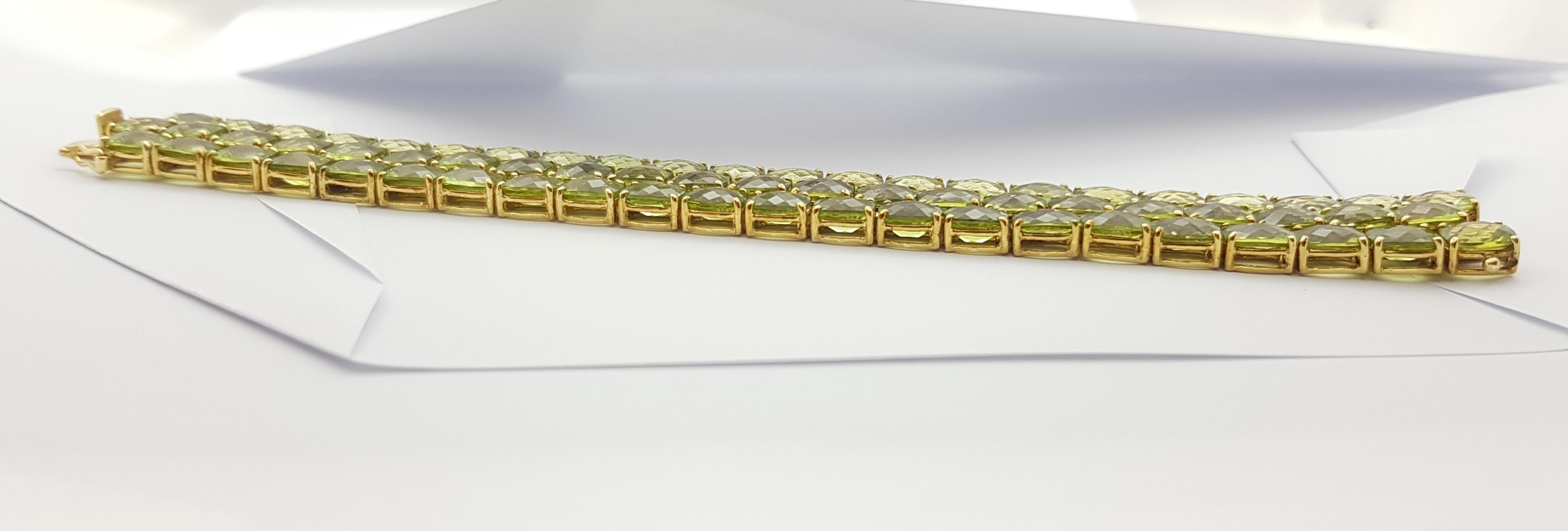 Peridot  Armband aus 14 Karat Gold in verschiedenen Fassungen 6