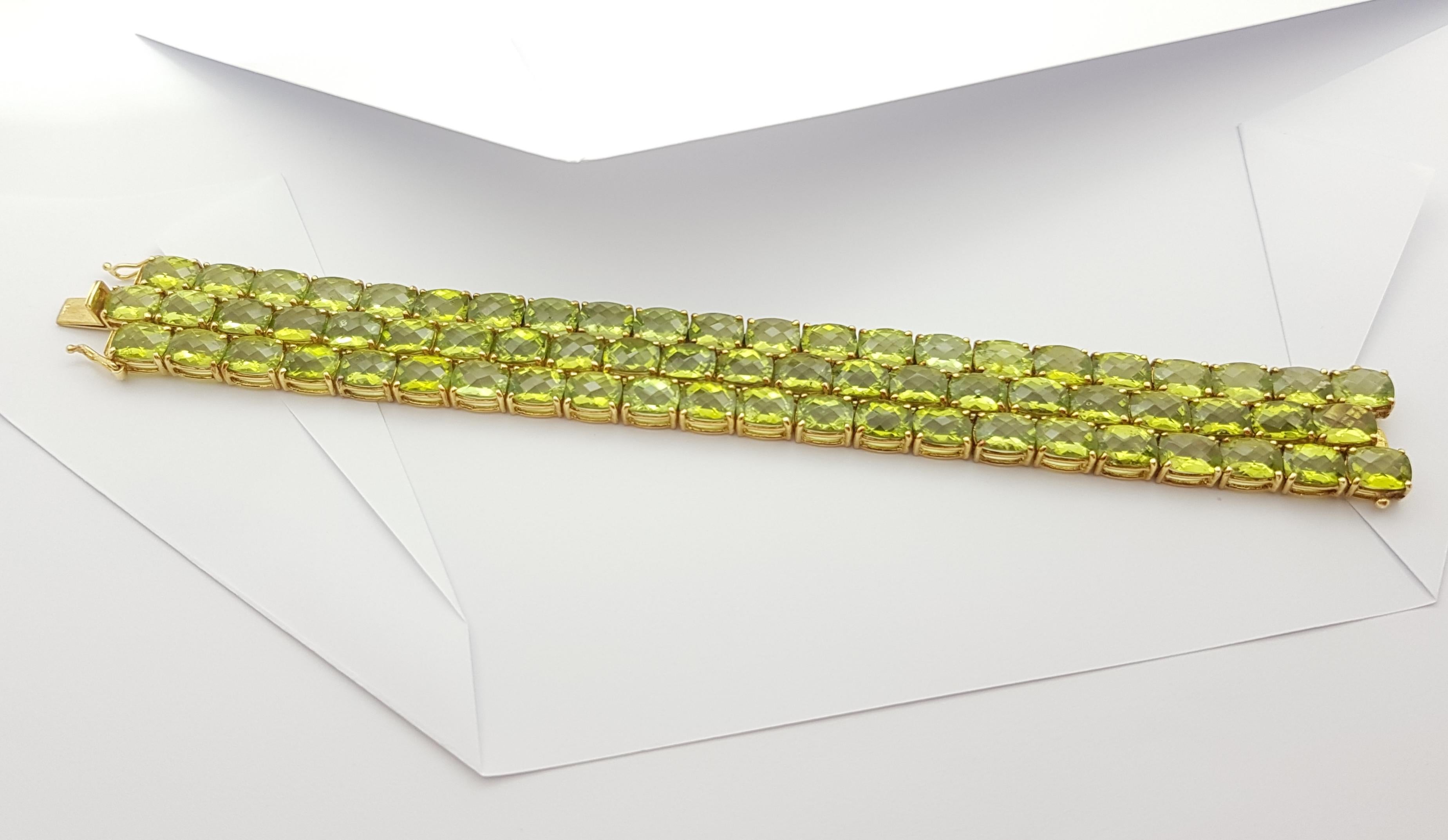 Peridot  Armband aus 14 Karat Gold in verschiedenen Fassungen 7