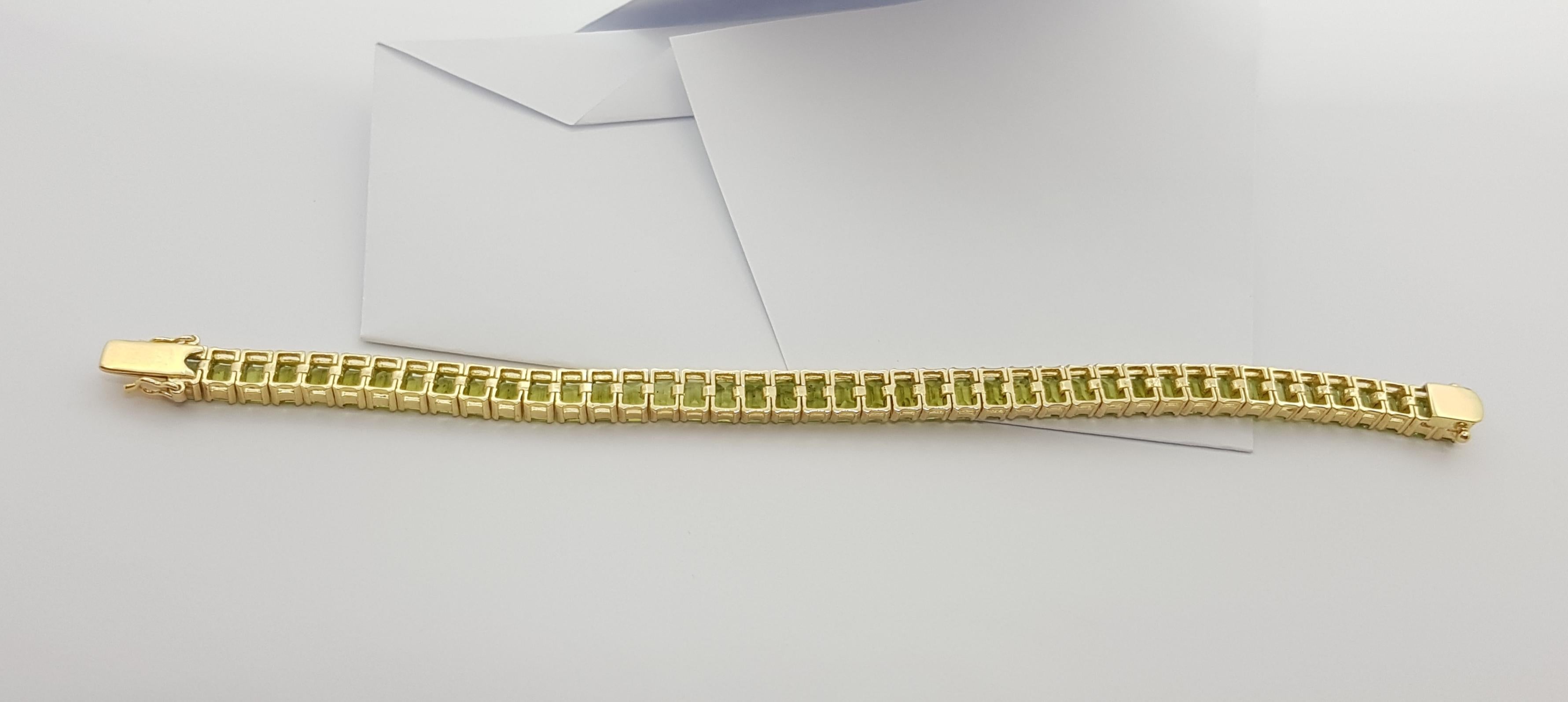 Peridot-Armband aus 14 Karat Gold in Fassungen 8