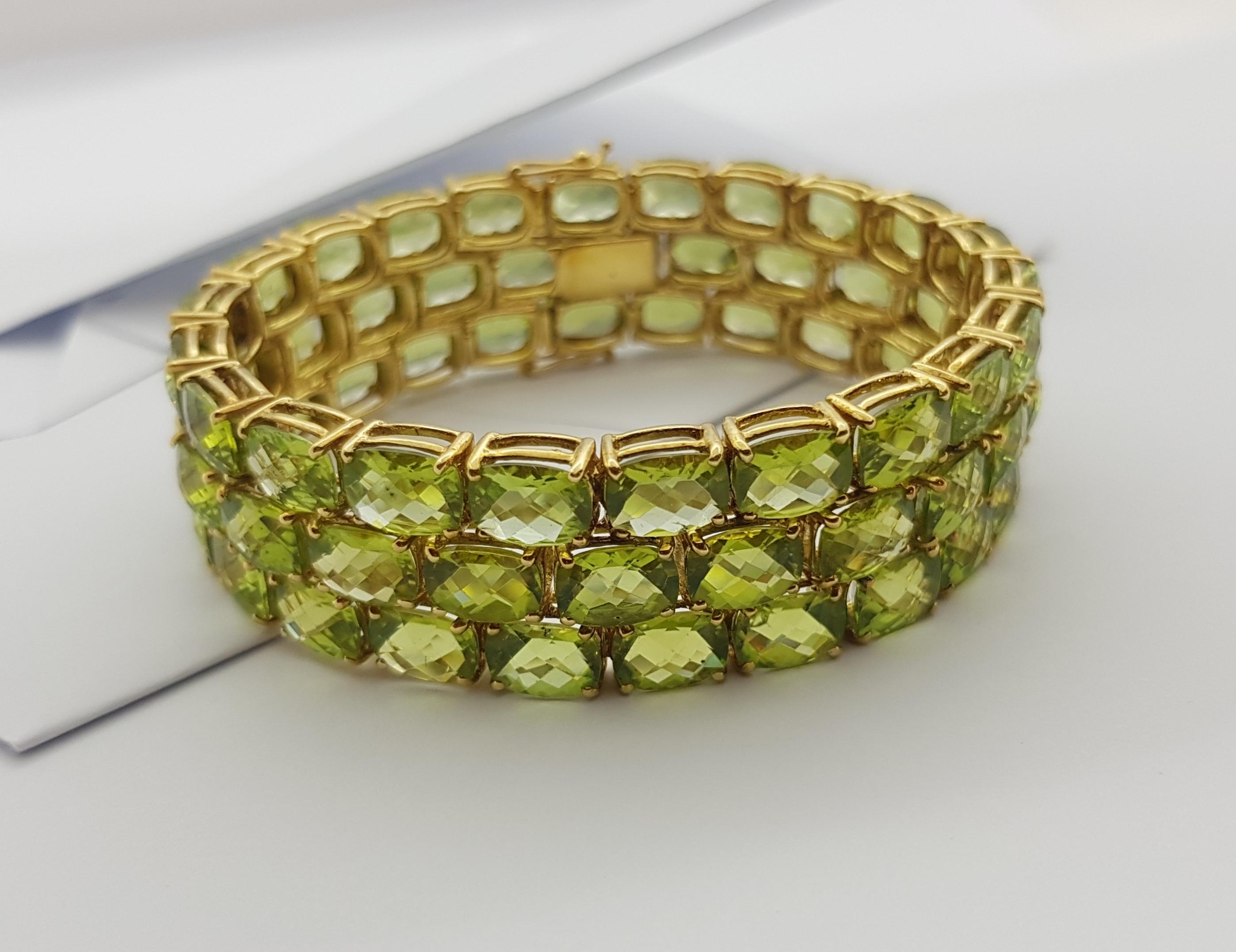 Peridot  Armband aus 14 Karat Gold in verschiedenen Fassungen 8