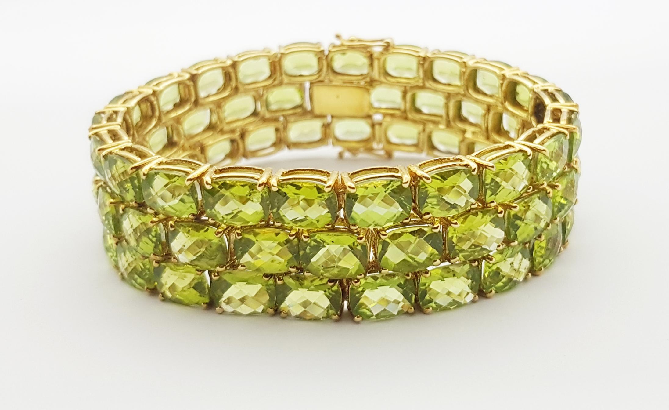 Peridot  Armband aus 14 Karat Gold in verschiedenen Fassungen 1