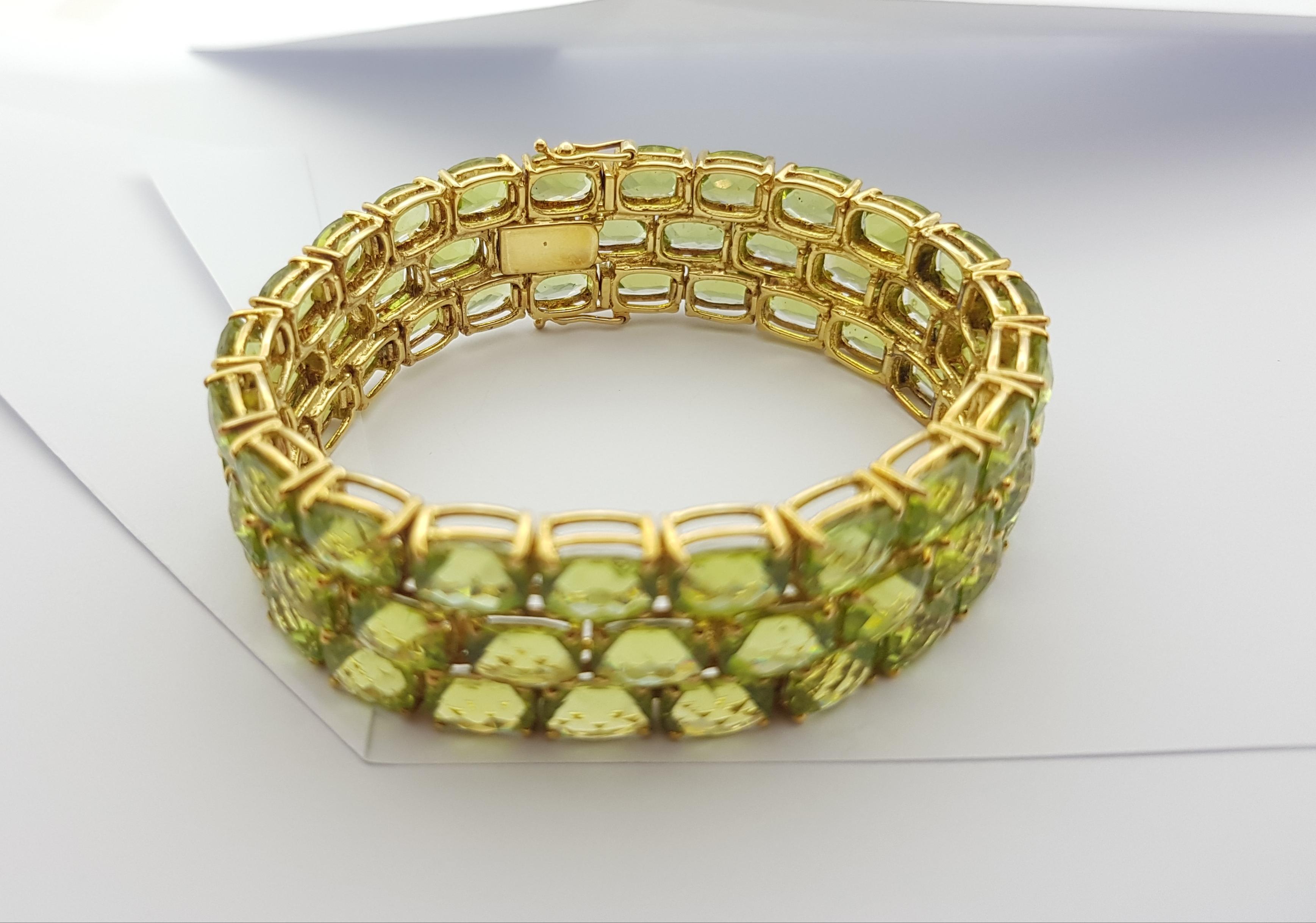 Peridot  Armband aus 14 Karat Gold in verschiedenen Fassungen 2