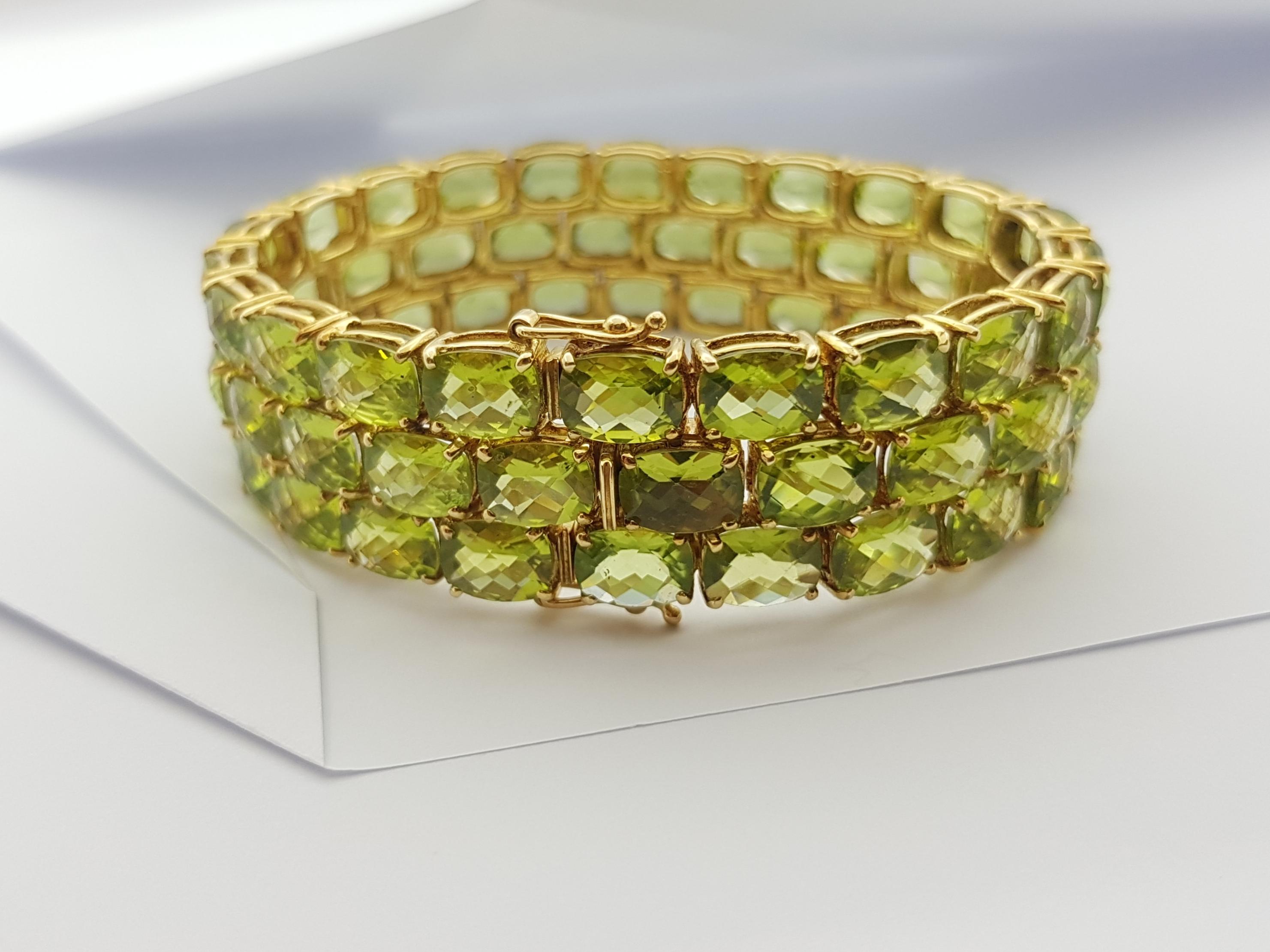 Peridot  Armband aus 14 Karat Gold in verschiedenen Fassungen 3