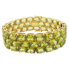 Peridot  Bracelet Set in 14 Karat Gold Settings