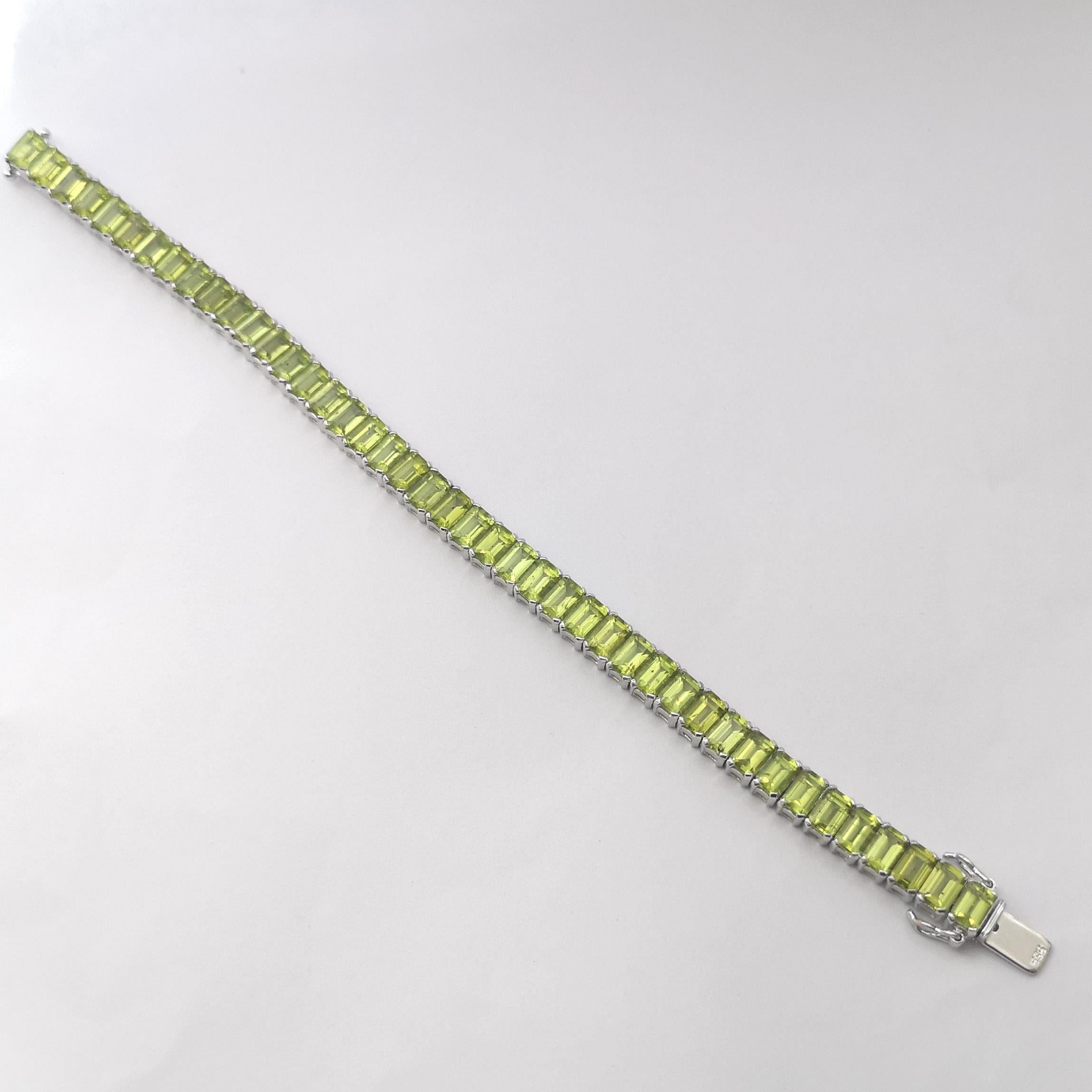Peridot Bracelet set in 14K White Gold Settings For Sale 11