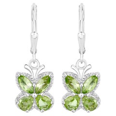 Peridot-Schmetterlingsohrringe 2.24 Karat Sterlingsilber