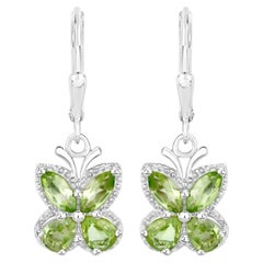 Peridot Butterfly Earrings 2.24 Carats Sterling Silver