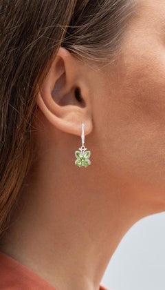 Peridot Butterfly Earrings 2.26 Carats Sterling Silver