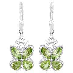 Peridot Butterfly Earrings 2.26 Carats Sterling Silver