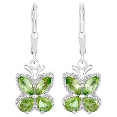 Peridot Butterfly Earrings 2.26 Carats Sterling Silver