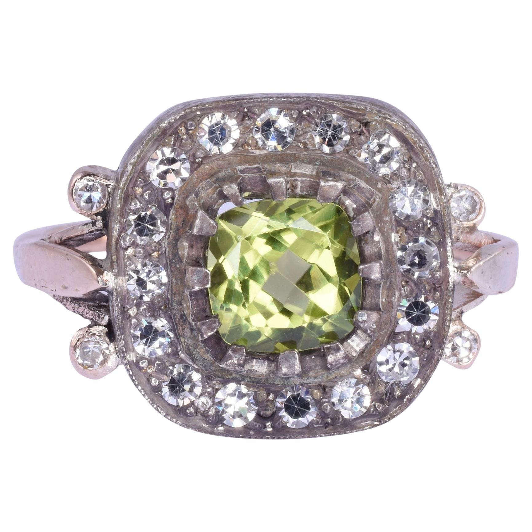 14K & Sterlingsilber-Ring mit Peridot und Diamant