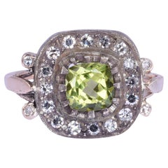 Peridot Diamond 14k 
Sterling Silver Ring