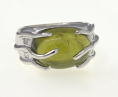 Peridot, Diamond, 18K White Gold Ring