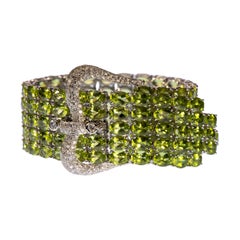 Vintage Peridot, Diamond and 18k Gold Buckle Bracelet