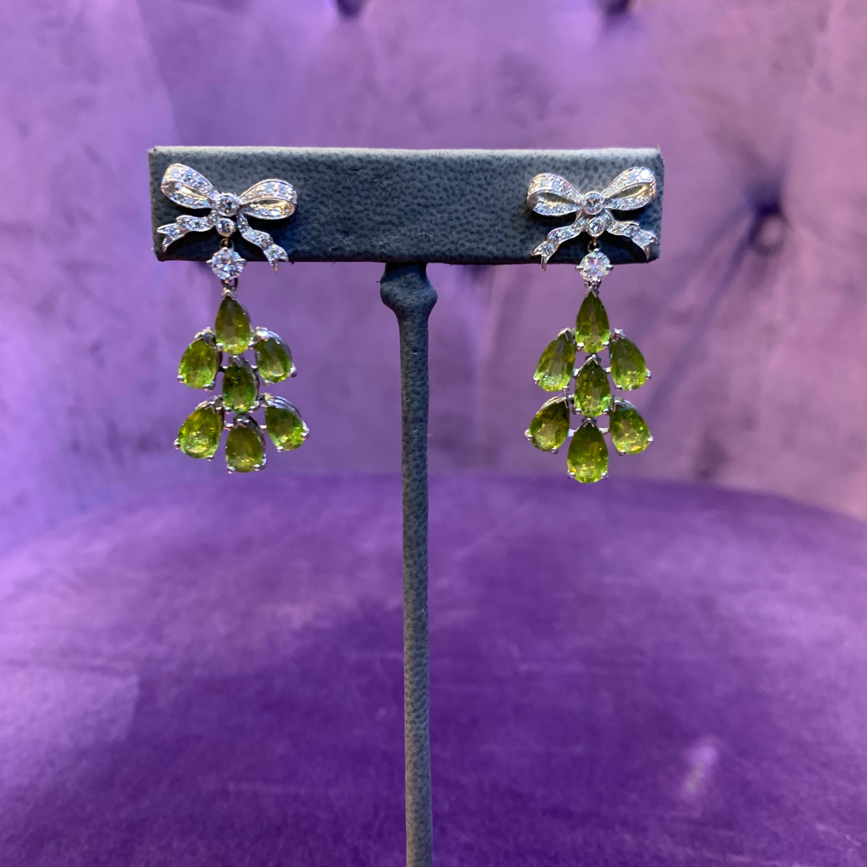 Peridot & Diamond Earrings In Excellent Condition For Sale In New York, NY