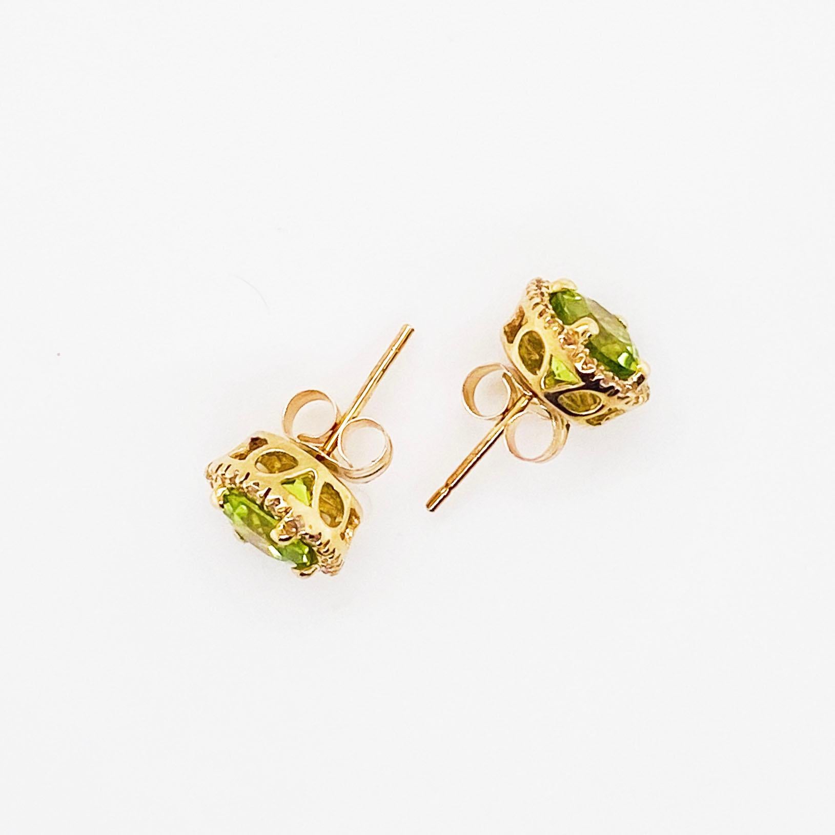 Contemporary Peridot & Topaz Earrings with White Topaz Halo Studs - 3 Carat Total Weight