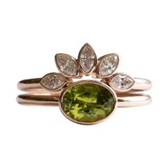 Peridot-Diamant-Verlobungsring aus 14 Karat Roségold