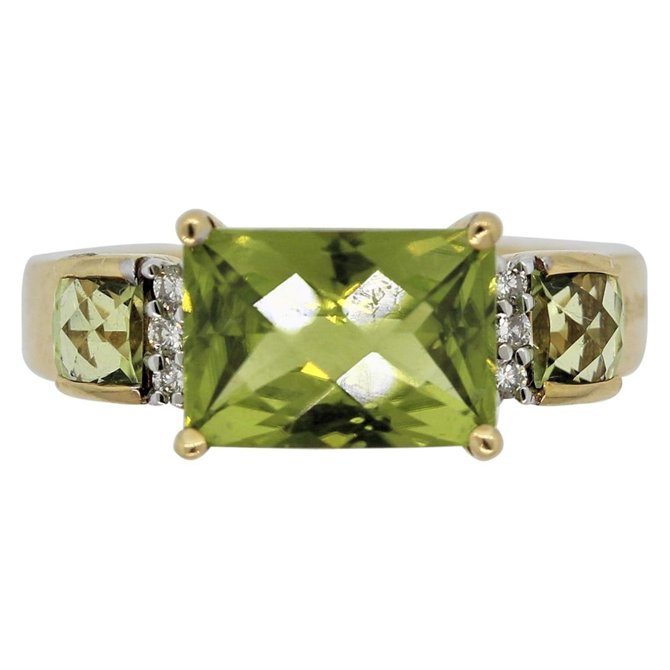 Peridot Diamond Gold Ring