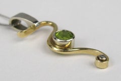 Peridot Diamond Gold Snake Pendant Necklace