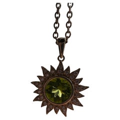 Peridot diamond pendant necklace 22KT gold pendant necklace