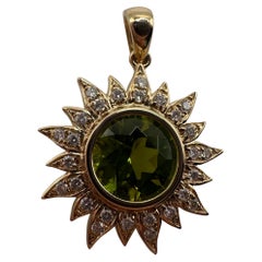 Peridot diamond pendant necklace 22KT gold pendant necklace