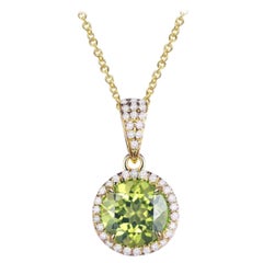 Peridot Diamond Ring 14 Karat Yellow Gold Necklace