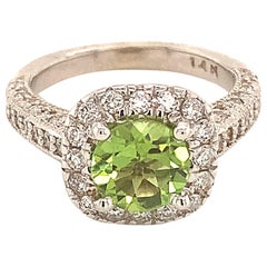 Peridot Diamond Ring 14k Gold 1.85 TCW Certified