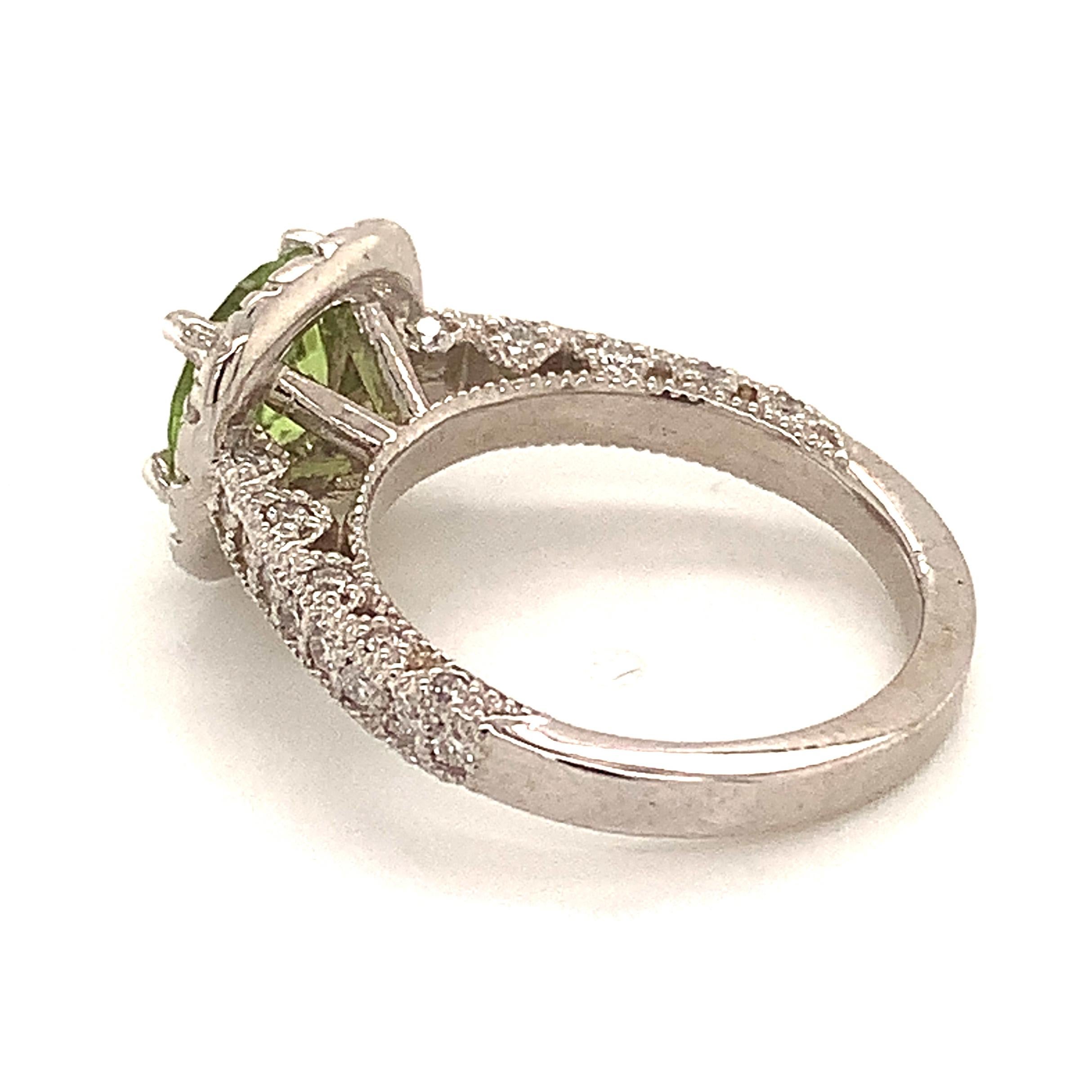 Peridot Diamond Ring 14k Gold 1.85 TCW Certified For Sale 6