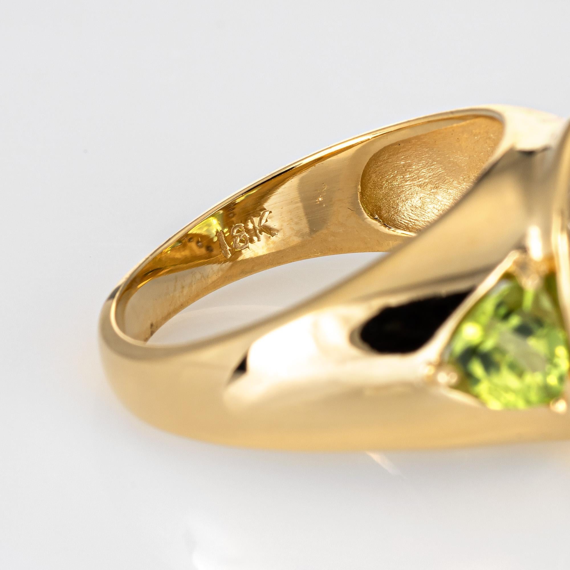 Peridot Diamond Ring Vintage 18 Karat Gold Pear Shaped Estate Fine Jewelry In Good Condition In Torrance, CA