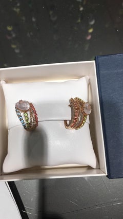Peridot Diamond Rose Quartz Topaz Rose Gold 14 Karat Earrings