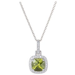 Peridot Diamond Square Pendant Necklace Peridot Diamond Square Pendant Necklace