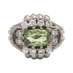 Peridot Diamond White Gold Cocktail Ring