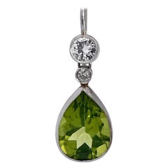 Peridot Drop Earrings 15K Pear Shaped