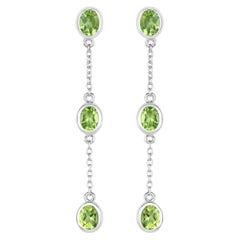 Boucles d'oreilles péridot 2.08 carats en argent sterling