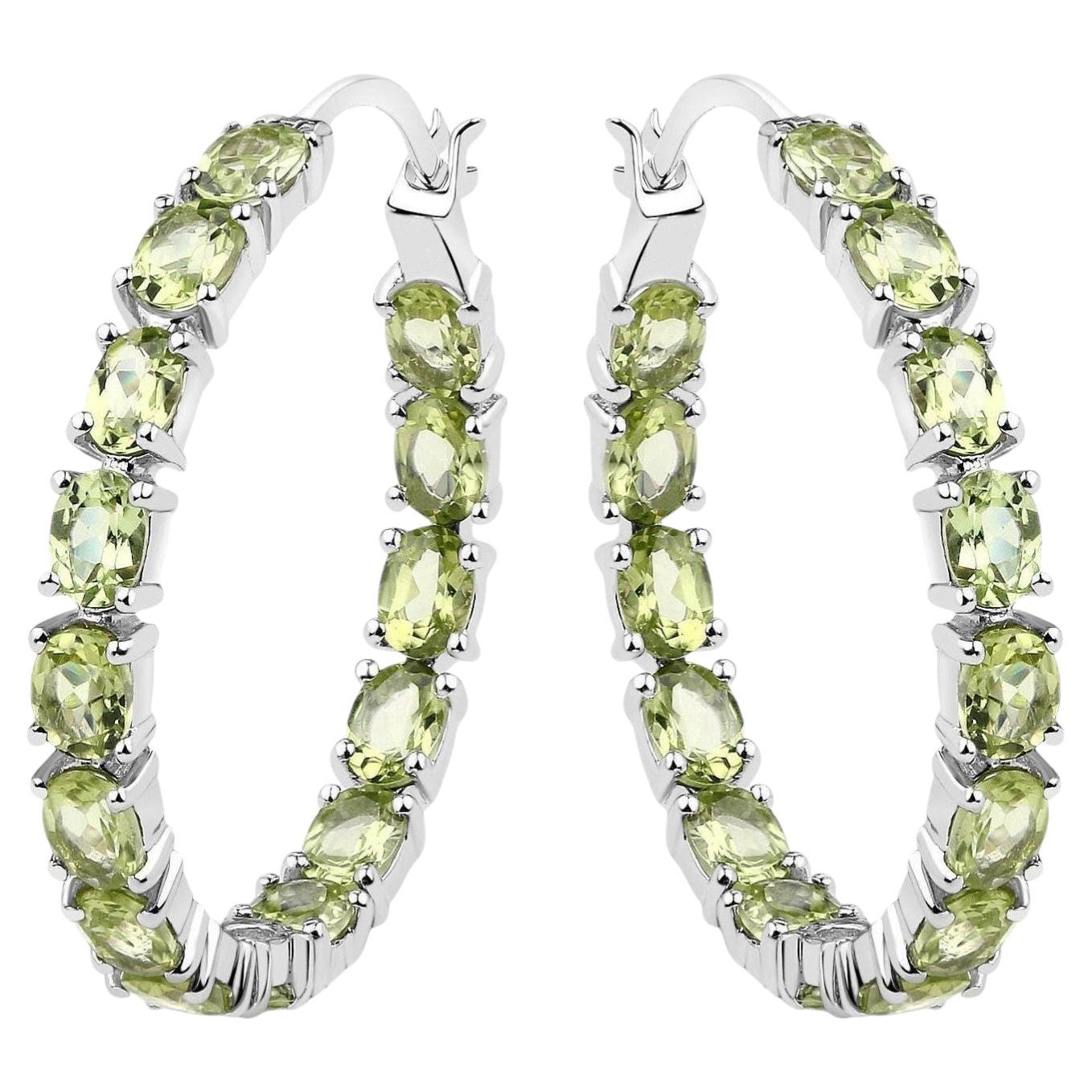 Boucles d'oreilles péridot 5.08 carats en argent sterling