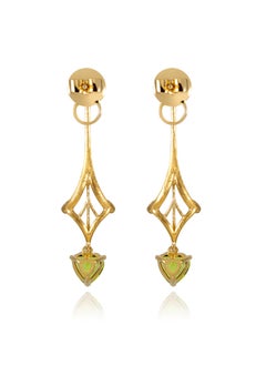 Peridot Earrings in 18 Karat Yellow Gold