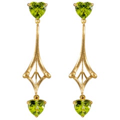 Peridot Earrings in 18 Karat Yellow Gold