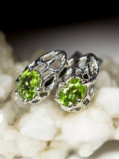 Peridot Earrings silver Oval Green Olivine Mothers day gift 3.5ct gemstone her
