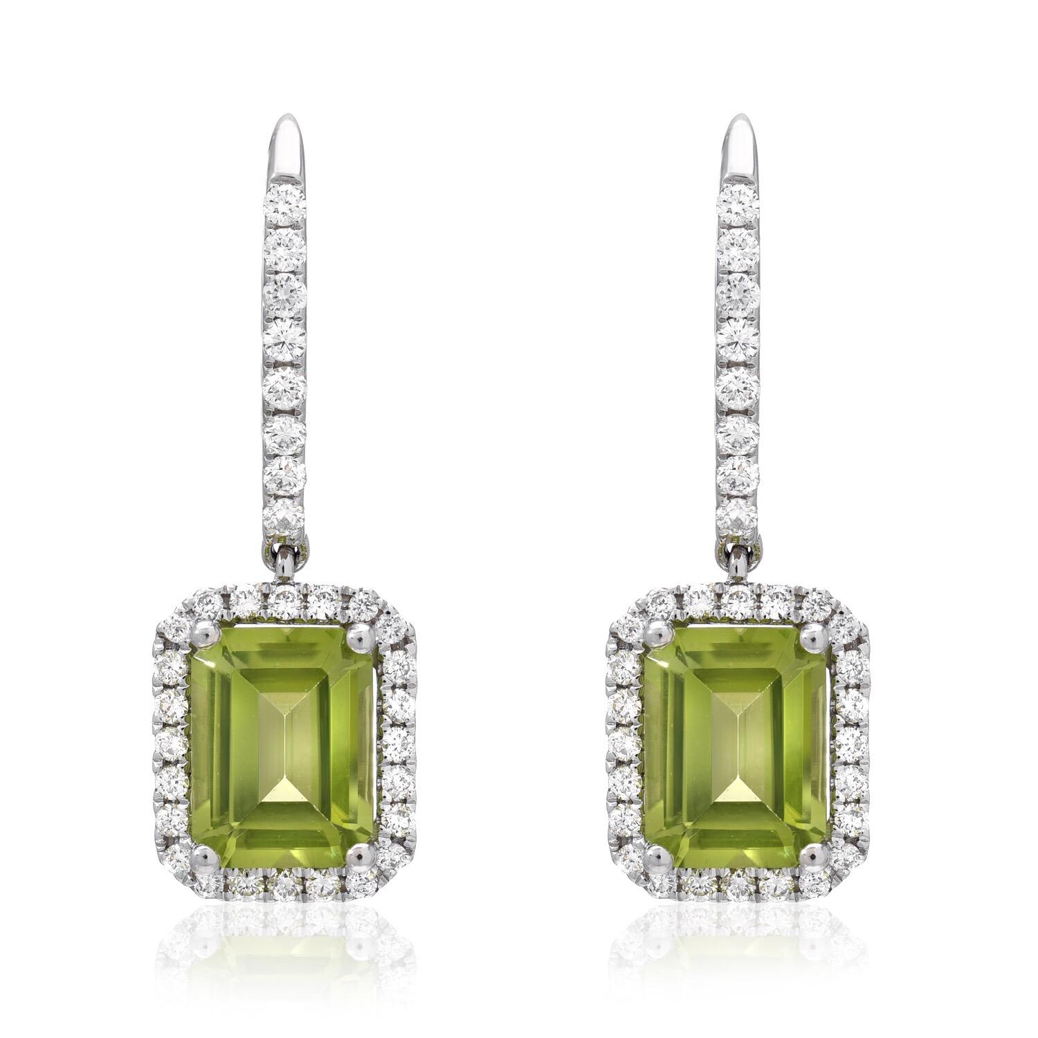 emerald cut peridot earrings