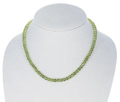 Peridot Faceted Round Beads Necklace, Toggle Clasp