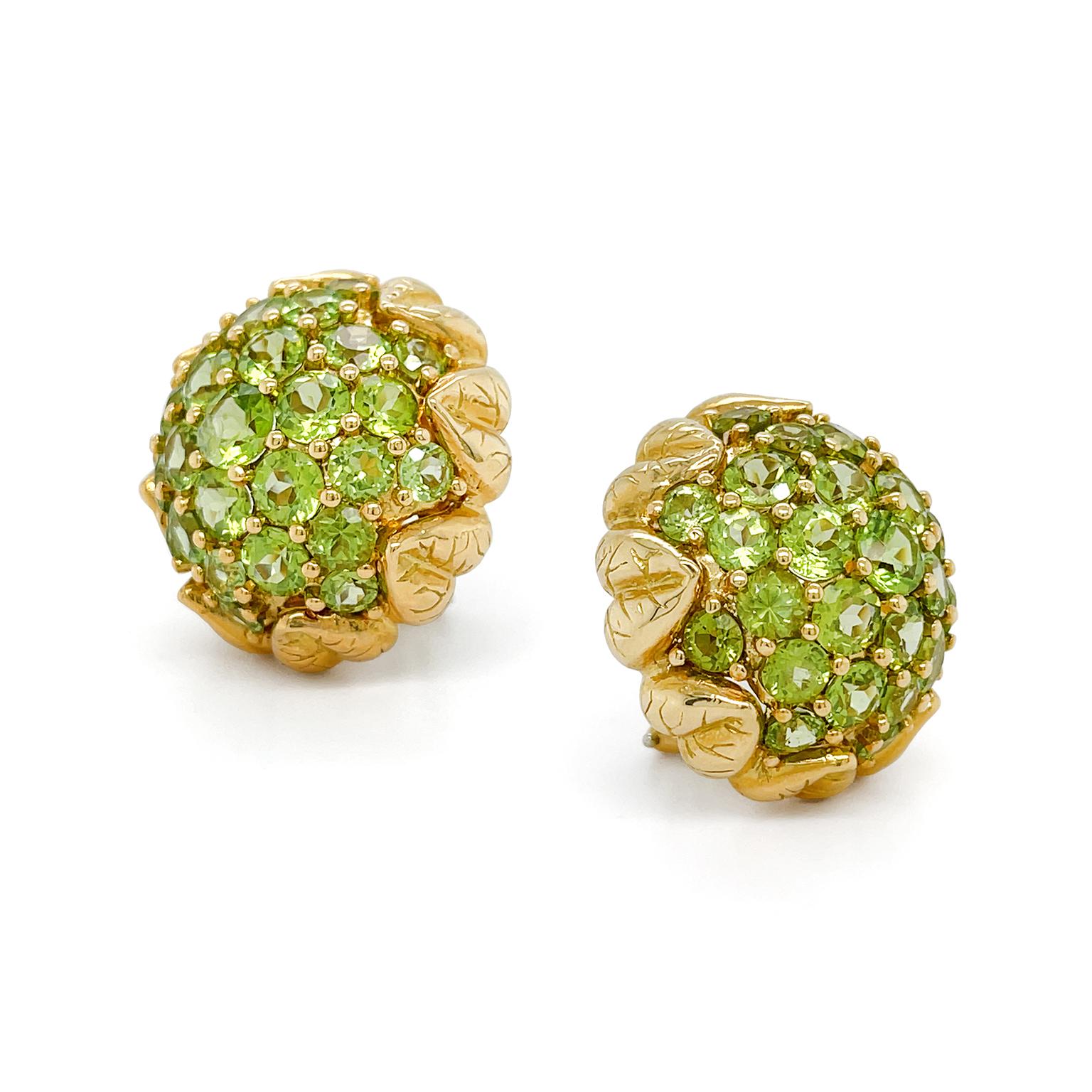 peridot flower earrings