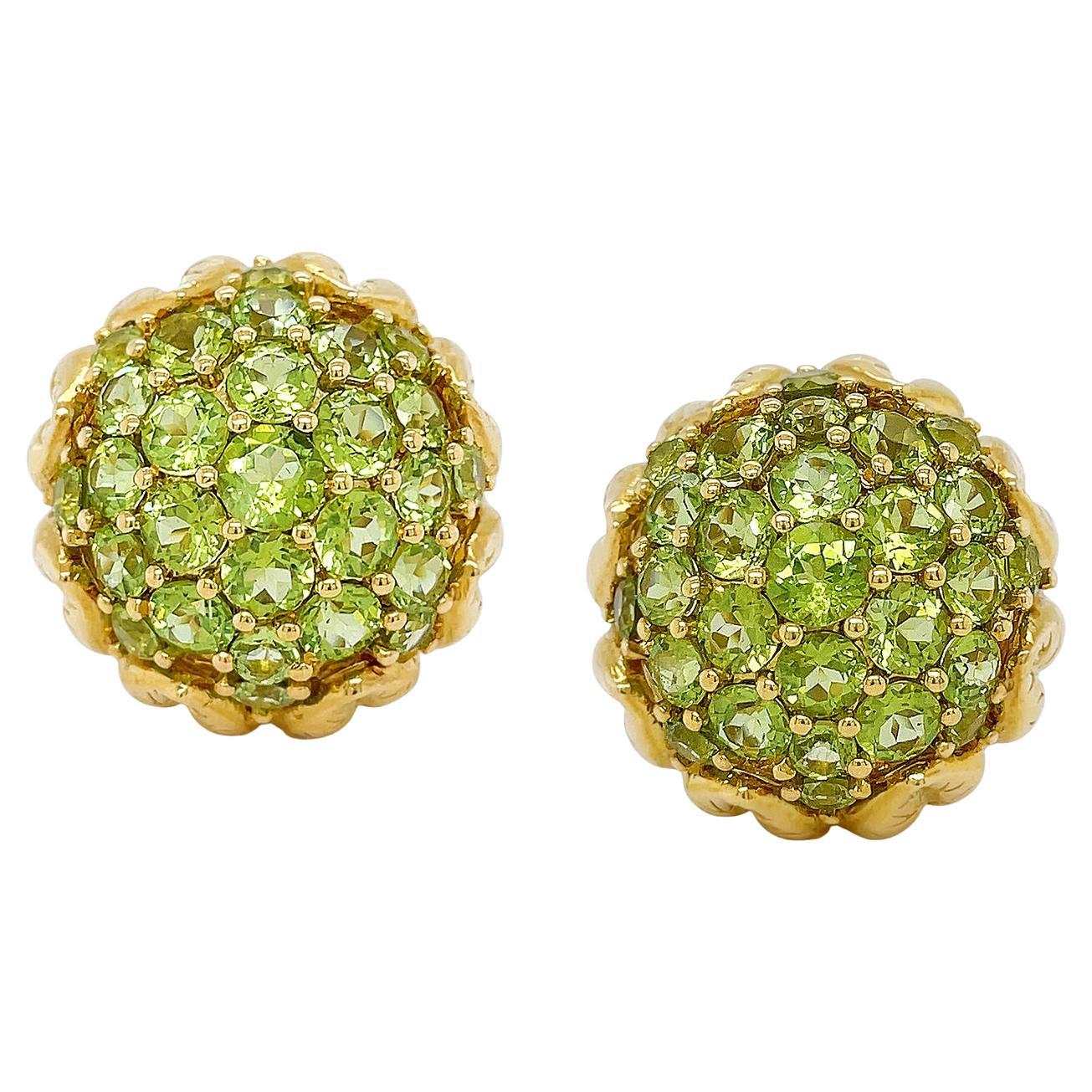 Pendientes Capullo Flor Peridoto Oro Amarillo 18K